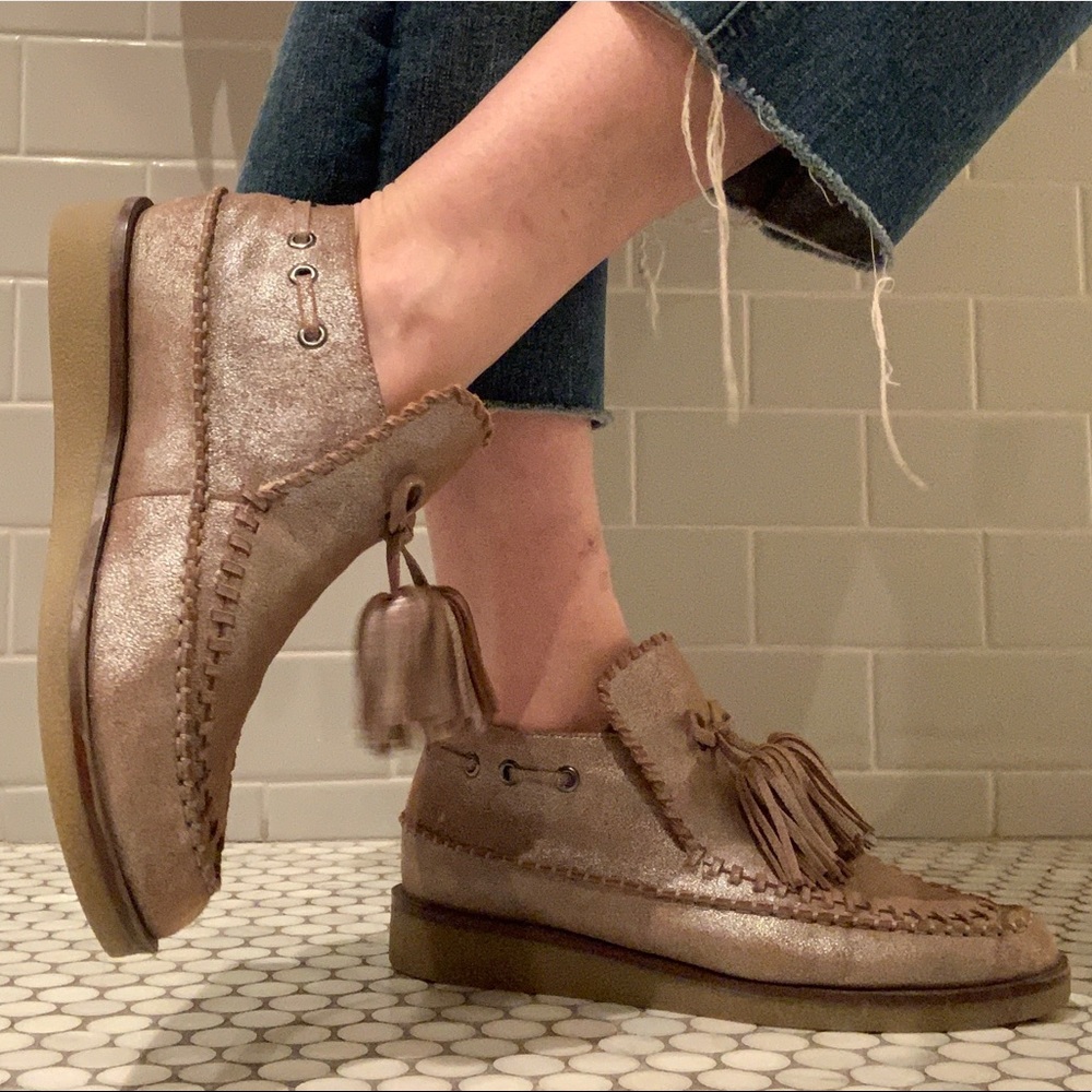 Martha Stewart metallic loafers with comfy shearling lining. Cozy!